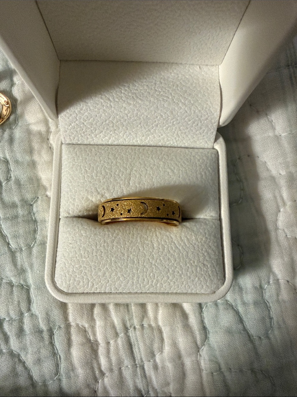 Gold Moon & Star Band Ring for Women - Celestial Accent